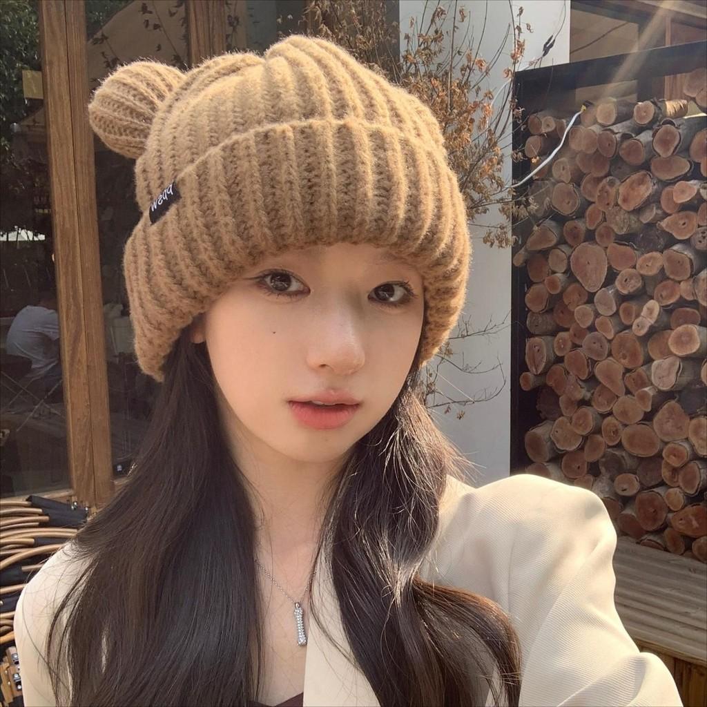 Design Bear Lovely Winter Hat For Women Soft And Warm Knit Beanie With Brim Short