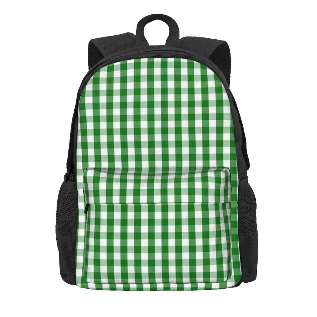 Klassische Vichy-Karos Rucksack Schwarz und Weiß Elegante Rucksäcke Junge Mädchen Radfahren Aufdruck High School Taschen Hohe Qualität Rucksack