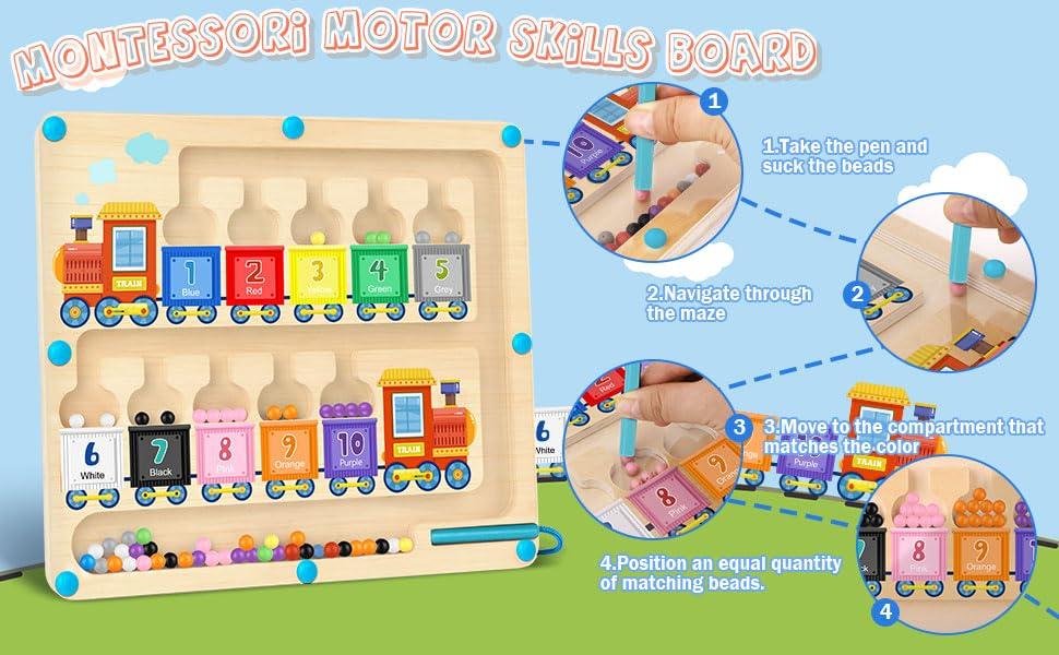 Montessori Magnetic Wooden Magnetic Sphere Educational Toy for Developing Fine Motor Ideal Sensory Toy for Boys and Girls Ages 3 to 6 Toy, Maze,
