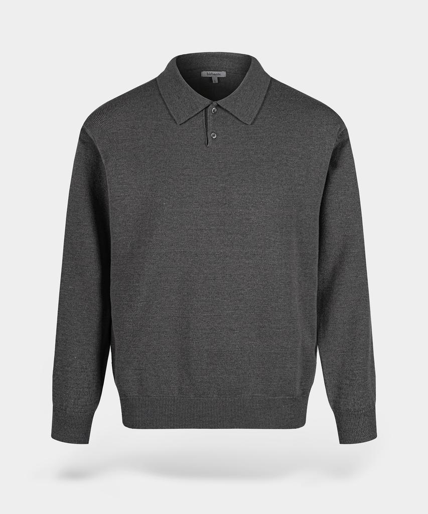 BIRBANTE Soft Washable Collared Knit - Charcoal