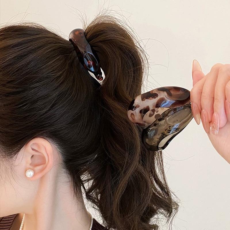 Antislip Kleine Banaan Haarclip voor Vrouwen Retro Ovaal Grip Clip Luipaardprint Veilige Houding Paardenstaarten Kapsels Opgestoken Haar Accessoires
