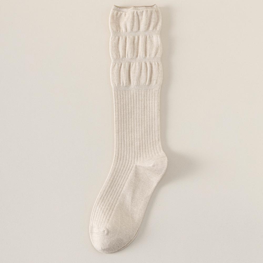 Long Custom Logo Women s Slouch Socks Compression Stocking Combed Cotton Knee High Warm Daily Autumn Sporty Tube Socks US:8-10 бежевый