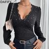 Women's Fashion Casual Spring Autumn Polka Dot Print Long Sleeve V-Neck Blouses & Shirts
