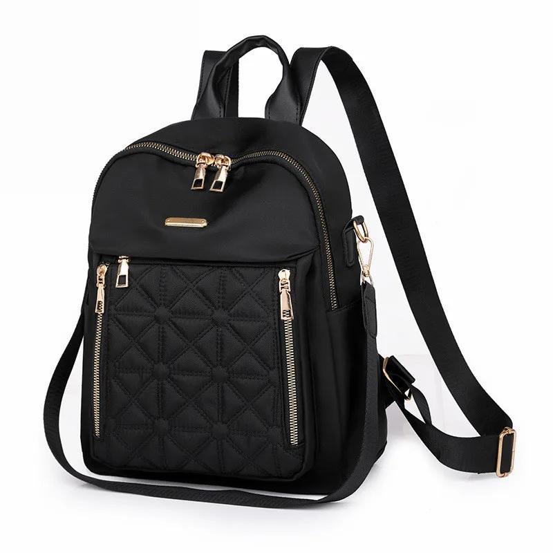 2025 New Korean Edition Versatile Large Capacity Water Proof Travel Backpack Lingge Embroidered Double Shoulder Bag for Women