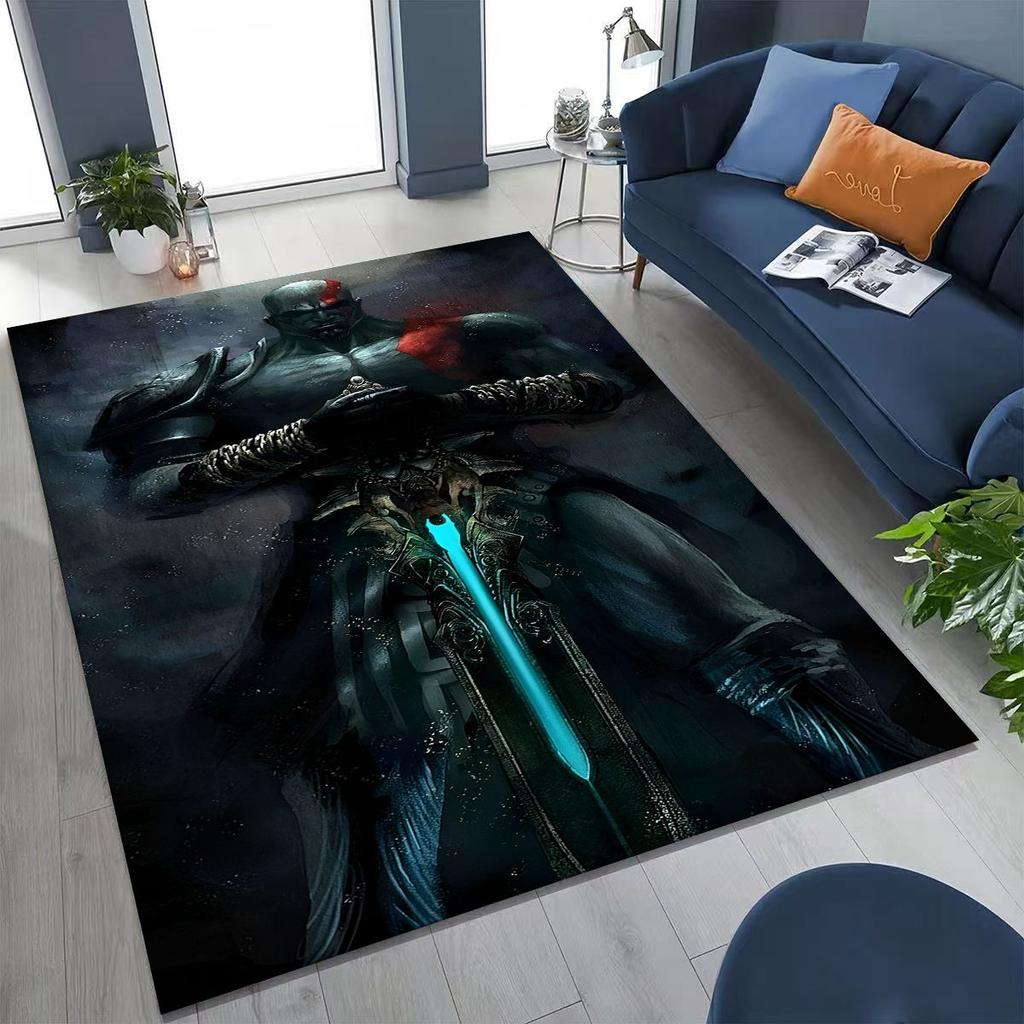 Tappeto Classici God of War Kratos Gioco 3A Tappeto per Giocatori per Camera da Letto Soggiorno Divano Casa Zerbino Decorazione, Tappetino Antiscivolo Grande per Giochi per Bambini