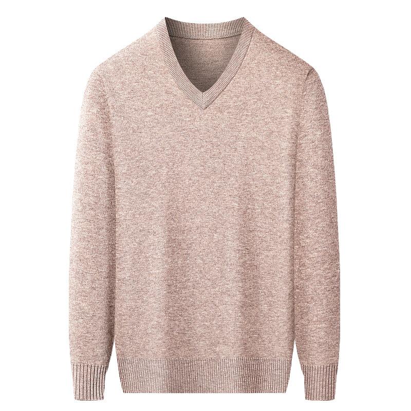 Men's V-Neck Argyle Cashmere Sweater - Thick, Warm Wool for Business or Casual Wear