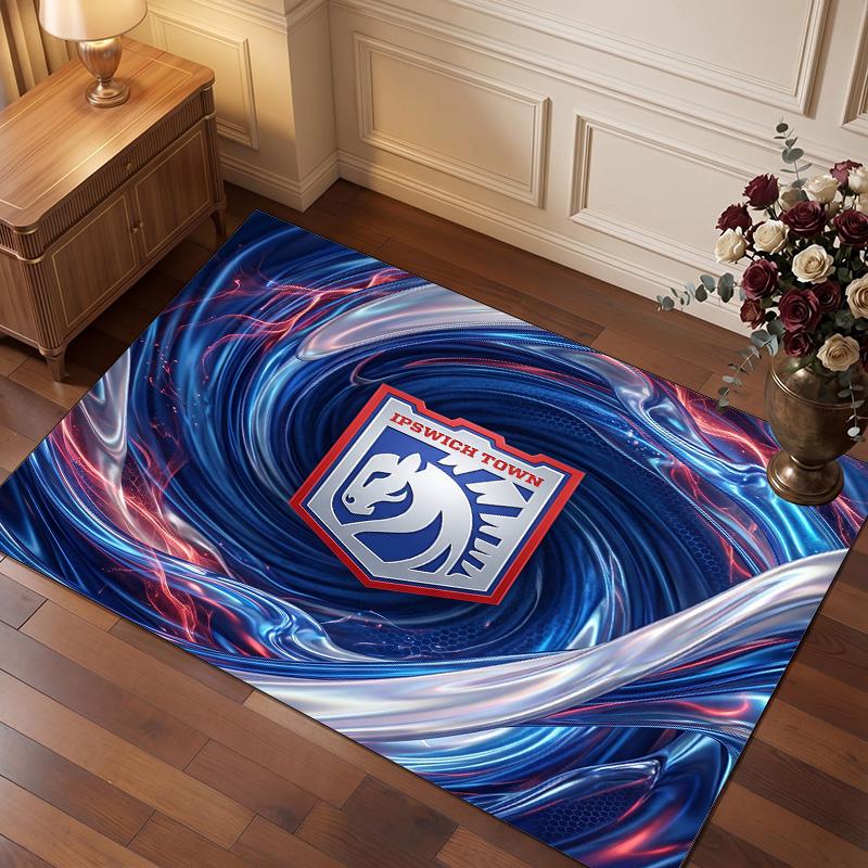 Tappeto in Velluto di Cristallo con Stampa Calcio Ipswich Town, Tappeto da Pavimento Interno Comodo Assorbente d'Acqua Antiscivolo