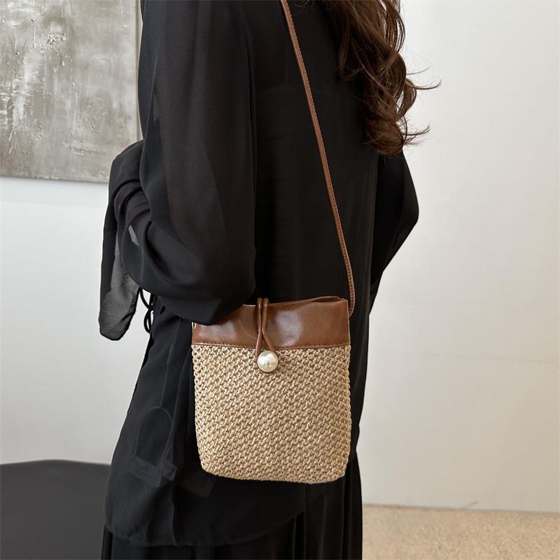 Fashionable Woven Street Style Crossbody Bag With Phone Pocket In Black Or Brown