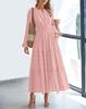Autumn and winter 2026 new European and American women's clothing fashion V-neck pleated waist long-sleeved long dress dress women