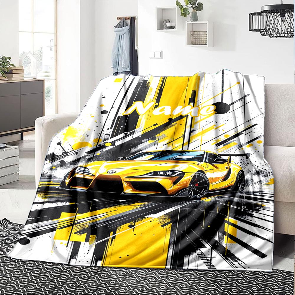 Custom Name Racing Theme Printed Blanket - Perfect for Couch, Bed, Travel & Outdoor Use | Machine Washable, Cozy & Durable.