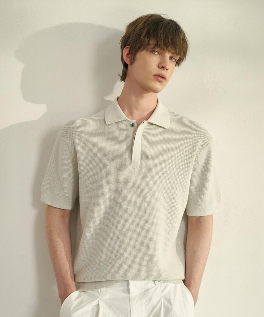MOOD INSIDE Curly Hidden Collar Knit_White Melange (A Type)