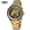 WINNER WINNER Men's Personality Fashion Gold Half Steel Hollow Semi-Automatic Mechanical Watch