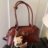 New Retro Texture Underarm Bag Large Capacity Women's Shell Bag Bowling Bag Simple Shoulder Commuter Bag