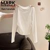Mark Fairwhale Women's Round Neck Pleated Long Sleeve T-Shirt