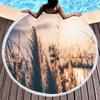 Wild Plant Fluttering Reed Round Beach Towel with Tassels,Polyester Beach Blanket,Soft Absorbent Quick Dry Pool Towel Picnic Mat