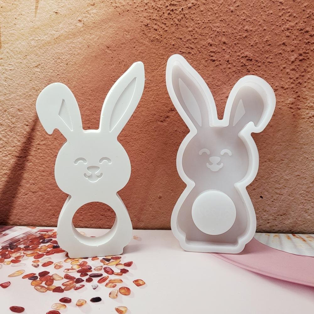 Easter Bunny Candle Silicone Mold DIY Rabbit Chocolate Ball Holder Mold Rabbit Plaster Epoxy Resin Mold Crafts Home Decor