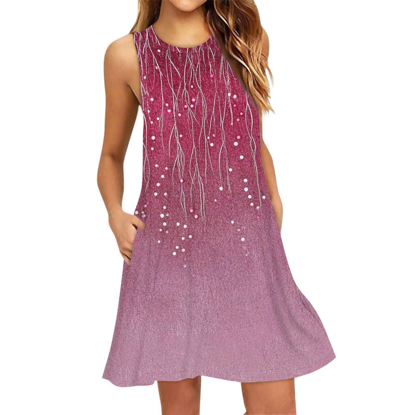 

Женское модное пляжное платье без рукавов с круглым вырезом и цветочным принтом XXL