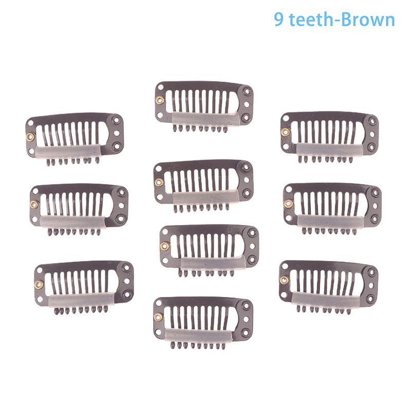 10Pcs 9/10 Teeth Snap Wigs Clips Portable Metal Snap Hair Clips For Hair Extensions Accessories Tool10 Pcs Hair Extension Clips