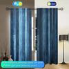 2pcs American Retro Style Blue Wood Grain Printed Curtain for Home Decor - Rod Pocket Window Treatment for Bedroom   Office