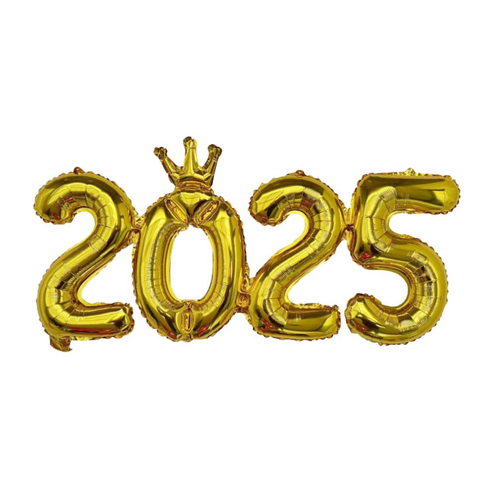 1set 16inch Connection Crown Hello 2025 Number Foil Balloons For New Years Eve Party Supplies Anniversary Party Graduation Decor