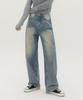 Akeusi Loose Washed Balloon Fit Wide Denim Pants Unisex (Vintage Blue)