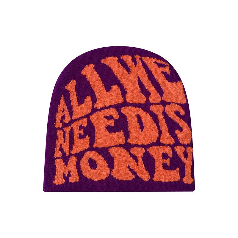 Custom Logo Jacquard Pattern Knit Beanie for Unisex Two-Tone Letter Design Bulk for Business Travel Beach In 100% Polyester
