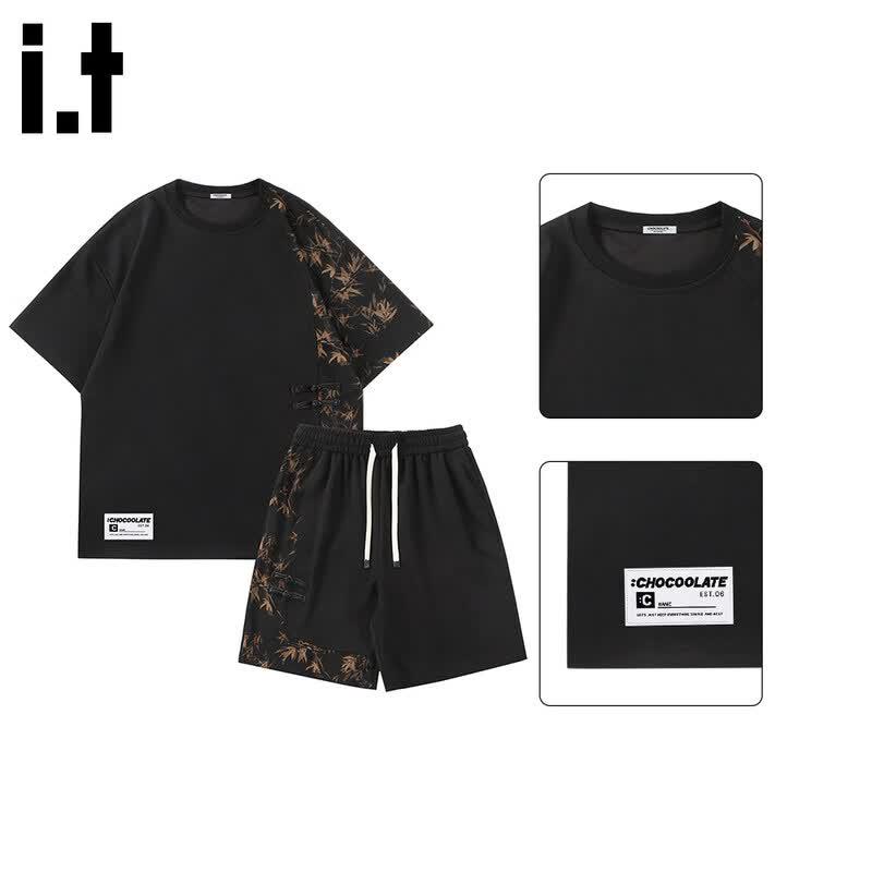 :CHOCOOLATEit Men s Summer Casual Short Sleeve & Shorts Set 2XL