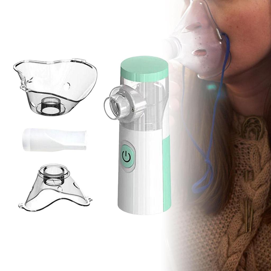 Handheld Steam Inhaler with Mouthpiece Mesh Nebulizers for Home Asthma Couch green