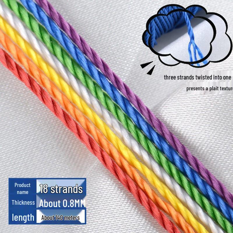 Czerwony pleciony sznurek 0,8 mm 18-żyłowy do nawlekania koralików, węzłów chińskich, frędzli, owijania drutem i bransoletek DIY.
