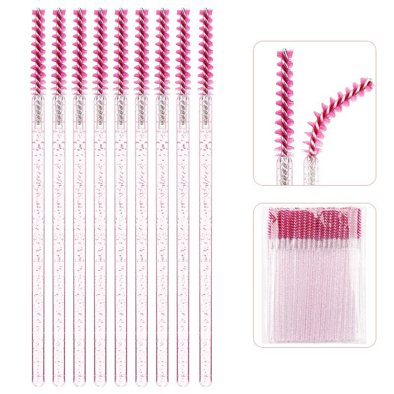 Straight Head Mascara Brush & Eyelash Curler Set - Disposable Spiral Rod with Crystal Eyebrow Comb