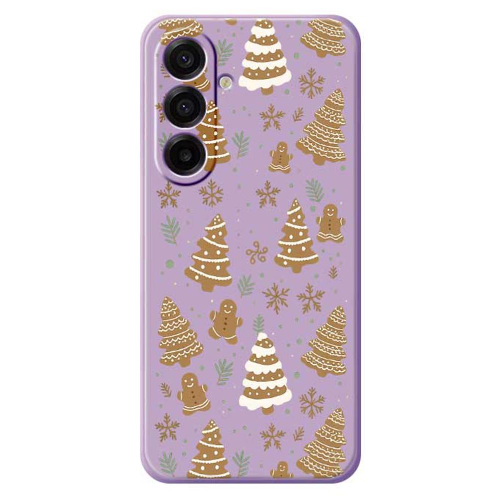 For Samsung Galaxy A17 5G Case Brown Christmas Tree Gingerbread Pattern Printing Straight Edge TPU Phone Back Cover