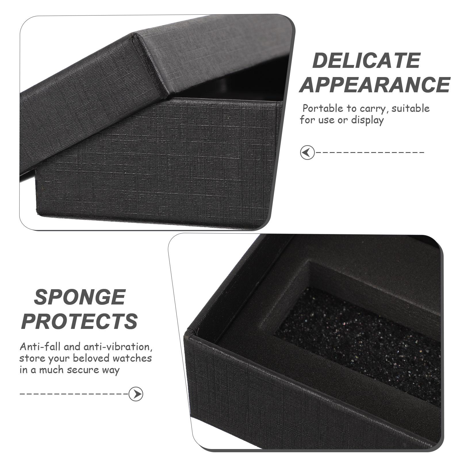 

Watch Organizer Box Watches Gift Cases with Sponge Paper Necklace Packaging Container чорний