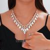 European & American Fashion Crystal Necklace and Earring Set: Bridal Wedding Jewelry Accessories