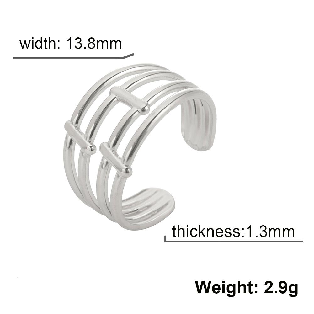 Women Irregular Wave Geometric Rings Fashion Stainless Steel Gold Adjustable Minimalist Finger Ring Jewelry