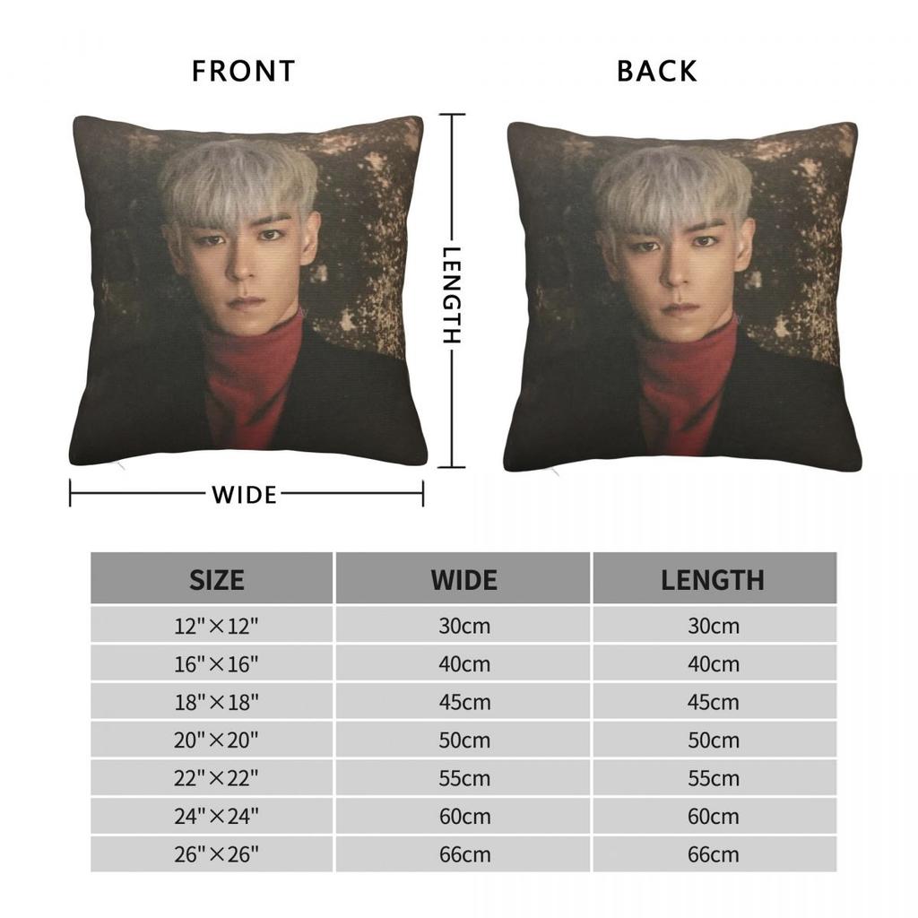 Bigbang T.O.P Square Pillowcase Polyester Linen Velvet Printed Zip Decorative Pillow Case Car Cushion Cover 45X45