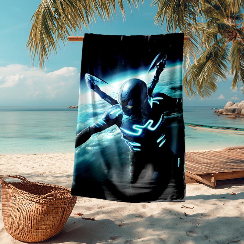 Ultra-Soft Beach Towel with Blue Beetle Theme,Ideal for Pool - Camping, Diving - Perfect Travel Essential, Vibrant Beach Towel.