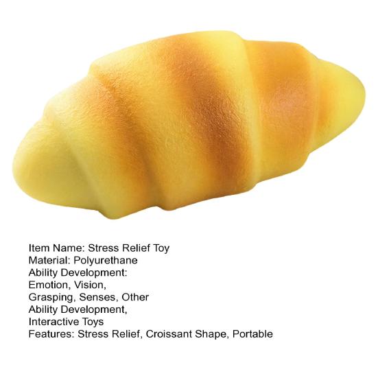 Croissant Stress Ball Relief Squeeze Toy Simulated Bread Sensory Fidget Slow Rebound Toy Home Office Worker Relaxation Desk TPR