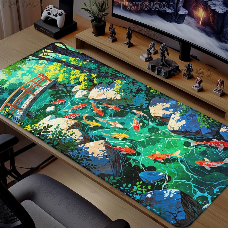 Chinese Style Koi Mouse Pad Gamer printon demand Custom New Large Mousepad XXL Mouse Mat Office Soft Computer Mouse Mats