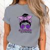 (High Quality T Shirt)new Alzheimer's Awareness Print T Shirts Women Casual Round Neck Tees Top Summer Cool Loose Short Sleeve