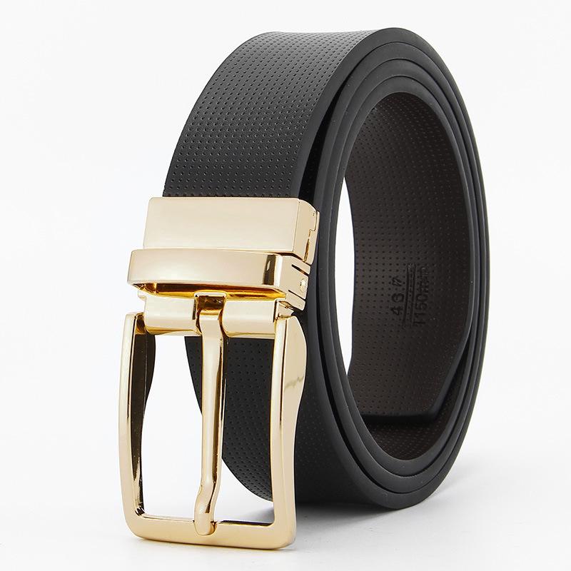 Pin Buckle Belt for Men  Double Sided Genuine Leather Casual and Fashionable Belt Rotating Buckle