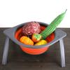 Tragbare Küche Silikon Faltbarer Filter Obst Gemüse Waschkörbchen Sieb mit Halter Orange