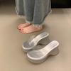 In the summer of 2025, the new thick-soled one-word transparent belt slippers with wedge heels and high-heeled sandals wear muffin women's shoes
