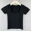Korean Slimming Cropped T-shirt with Square Neck
