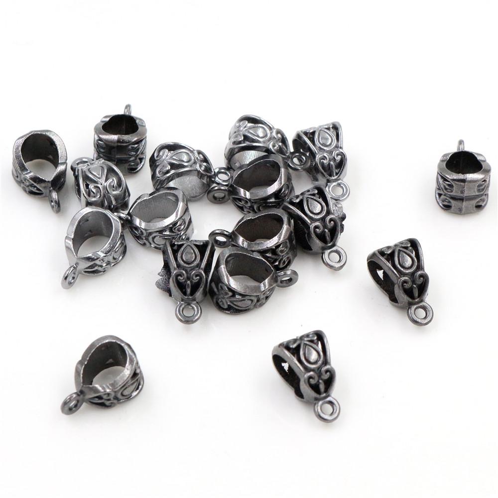 20pcs 13x8x8mm Beads Bails Pendants Jewelry Making DIY Necklace Silver Plated Gold Black Beads Bails Pendants Charm Beads Bails