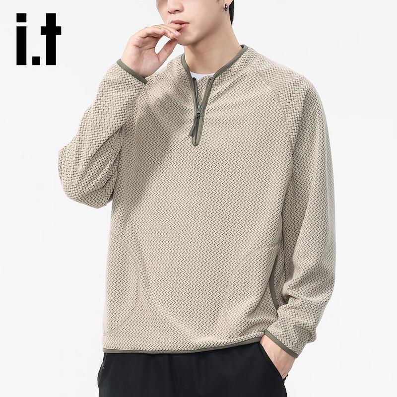 izzue Men's Casual Half-Zip Long Sleeve Pullover