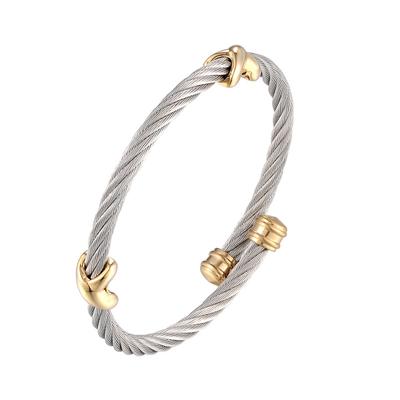 Vendo joias de aço inoxidável fivela cruzada clássica pulseira de arame torcido para mulher pulseira festa de amor
