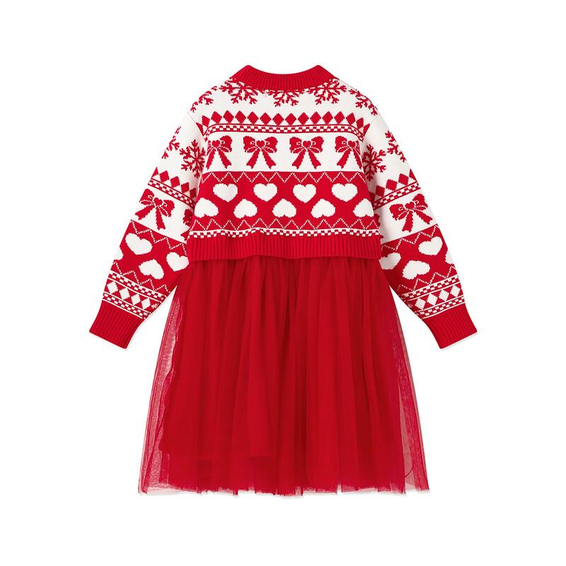 B.Duck Girls' Winter Sweater Tulle Dress