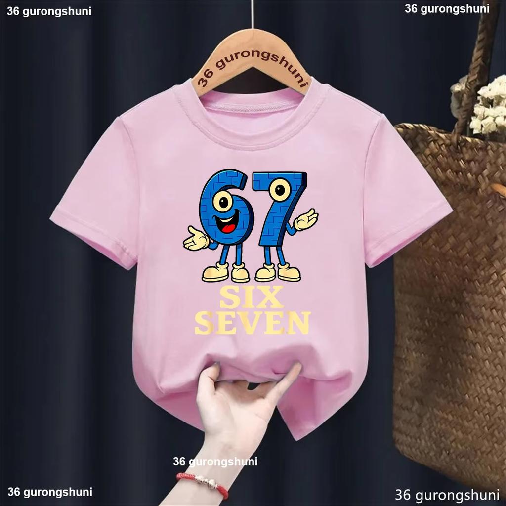 Kids 67 Themed Colorful Print TShirt Soft Cotton Fabric Breathable and Comfortable Ideal for Toddlers and Childrendf0313