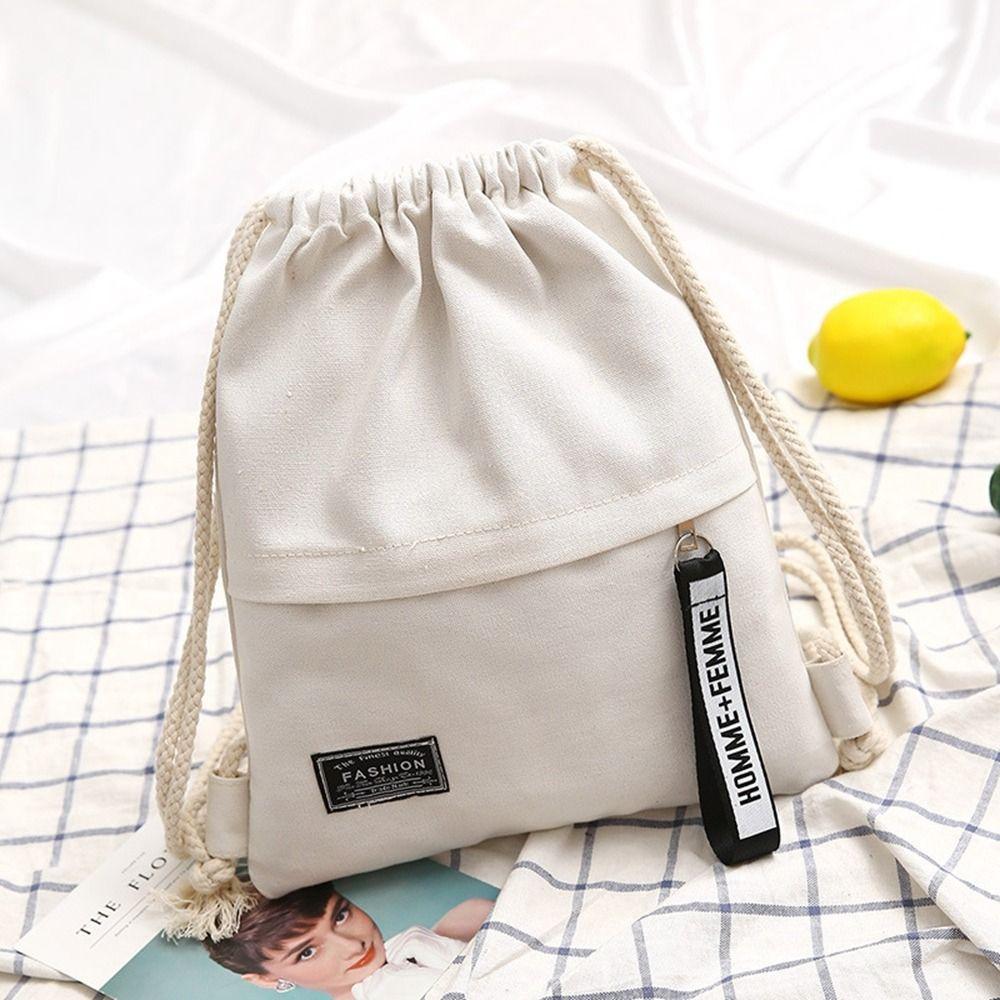 Riding Leisure Bag Bundle Pocket Canvas Drawstring Bag Drawstring Pocket Knapsack Outdoor Backpack