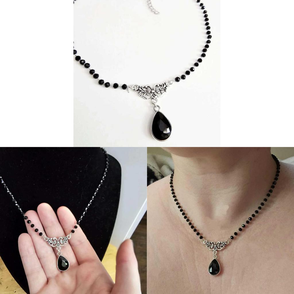 Gothic Style Necklace With Waterdrop Pendant For Women Party Wear